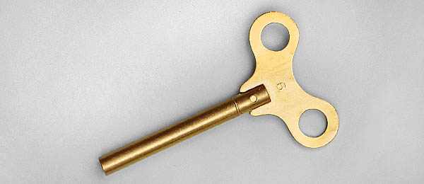 Uhrenschlüssel Messing, extra langer Schaft