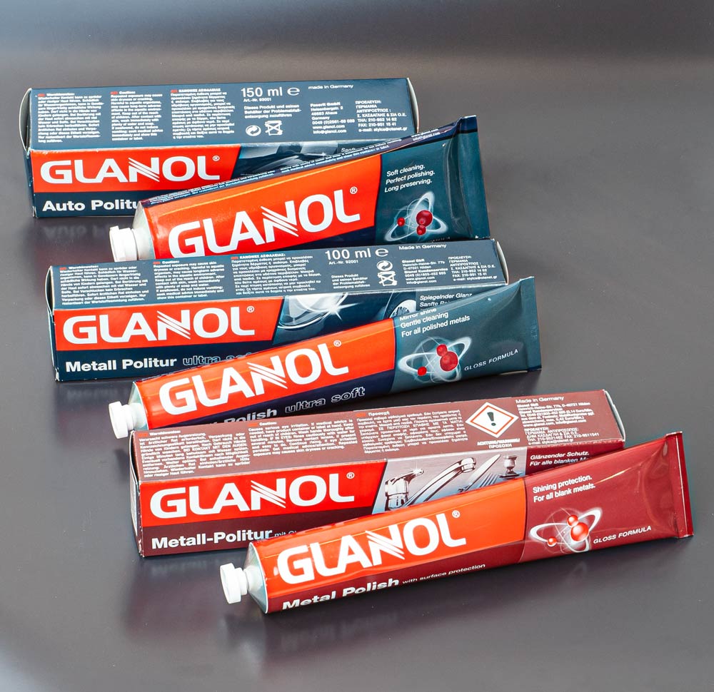 GLANOL ® Profi‑Kombi (2x Metallpolitur + 1x Lackpflege)