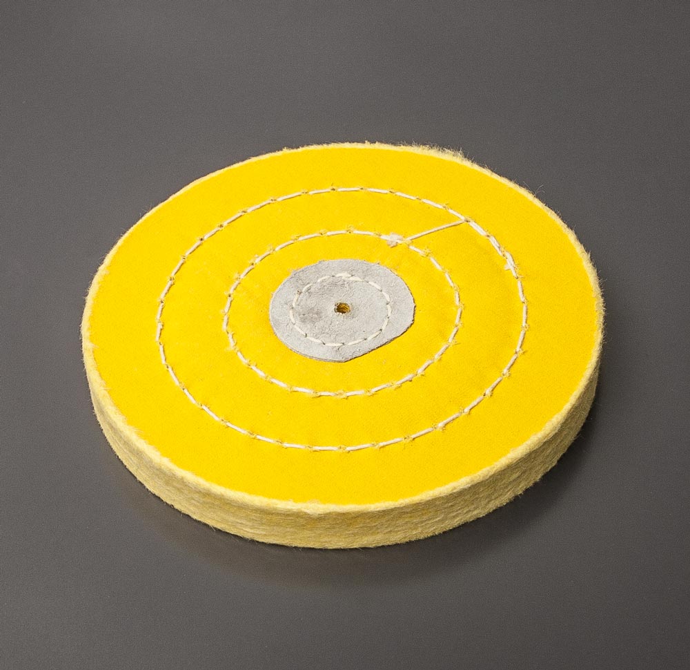 Polierschwabbel, feiner Baumwollstoff, gelb, getränkt, gesteppt, 125 mm Ø