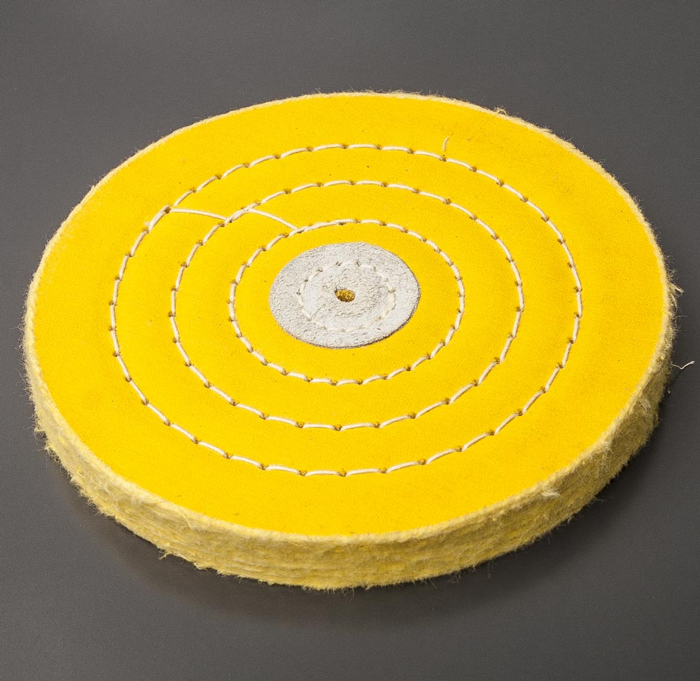 Polierschwabbel, feiner Baumwollstoff, gelb, getränkt, gesteppt, 150 mm Ø